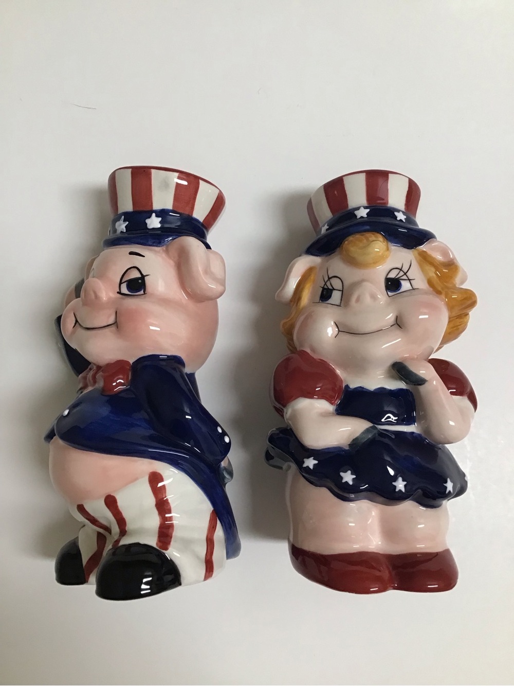 Patriotic Pigs Salt & Pepper Shakers Uncle Sam Americana USA Ceramic 4th of July - Picture 5 of 14
